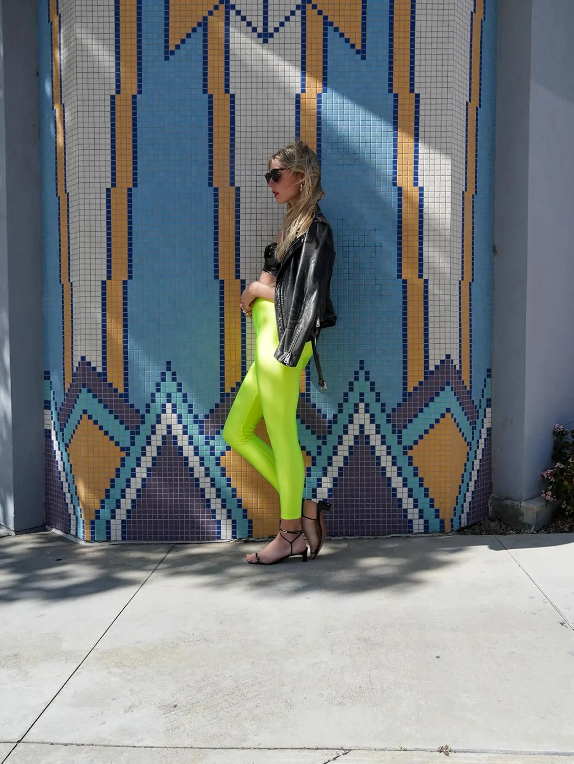 Shiny Leggings High Waist Neon Leggings Elastic Stretch Skinny Comfy Lightweight Pants Tights Disco Party Rave