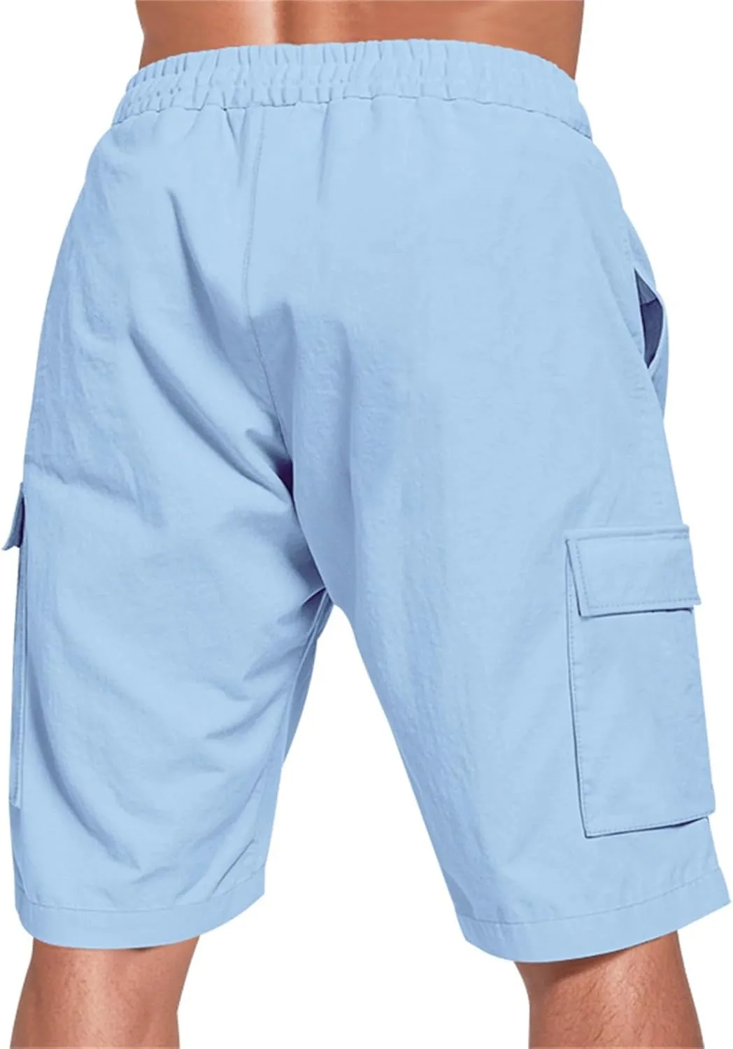 Shorts Men Casual Summer Split Elastic Waist Regular Comfort Solid Color Straight Leg Slacks Running Tactical Shorts