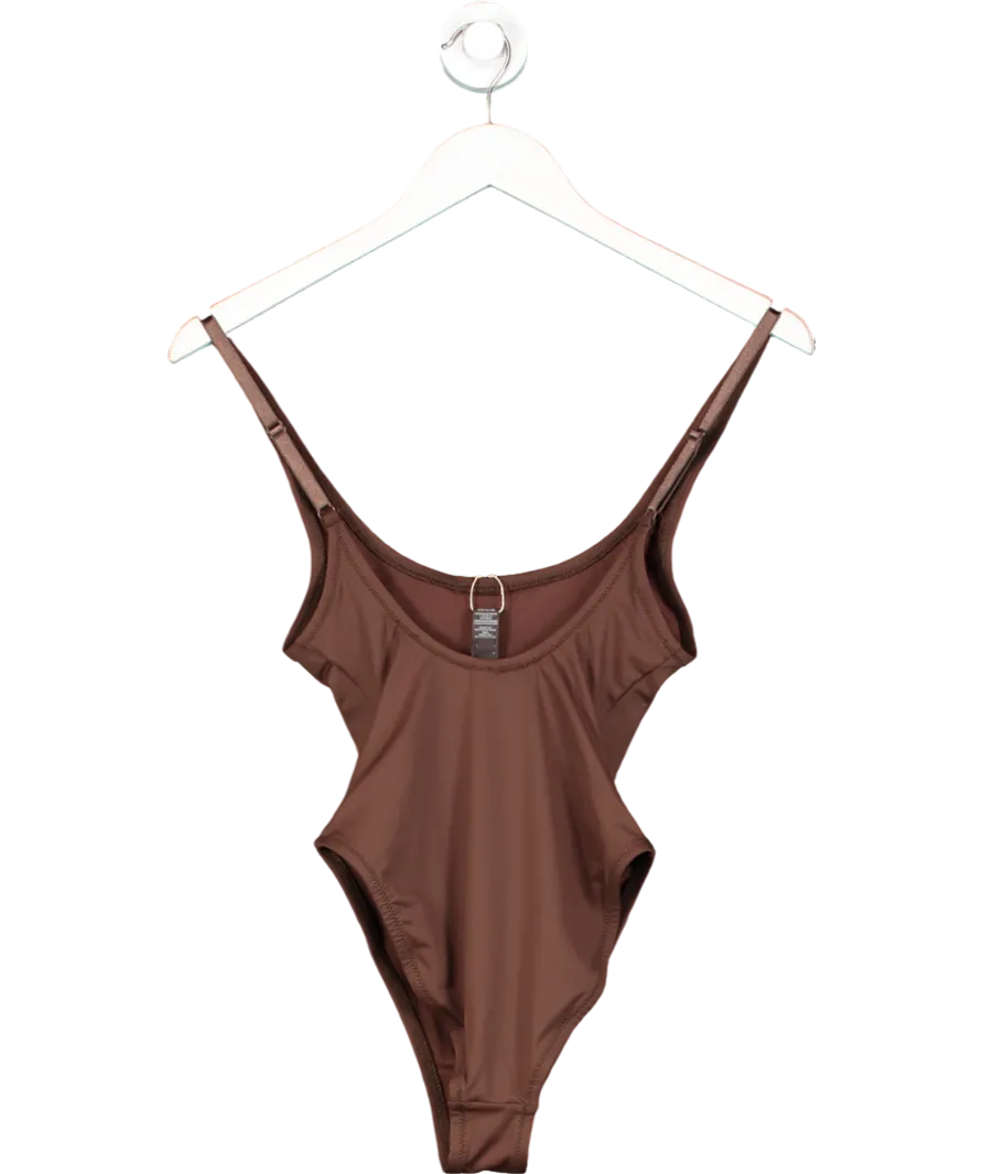 SKIMS Brown Recycled Scoop Neck Swimsuit UK XS