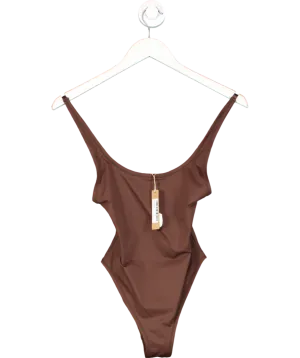 SKIMS Brown Recycled Scoop Neck Swimsuit UK XS
