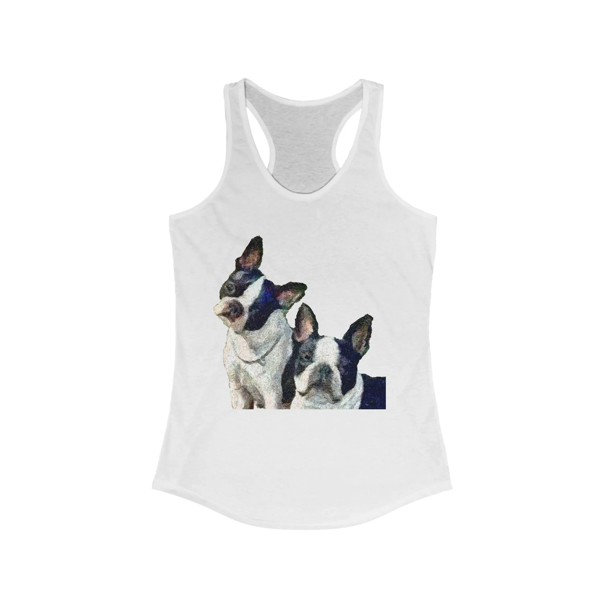 Skipper & Dee Dee: Boston Terriers Women's Racerback Tank