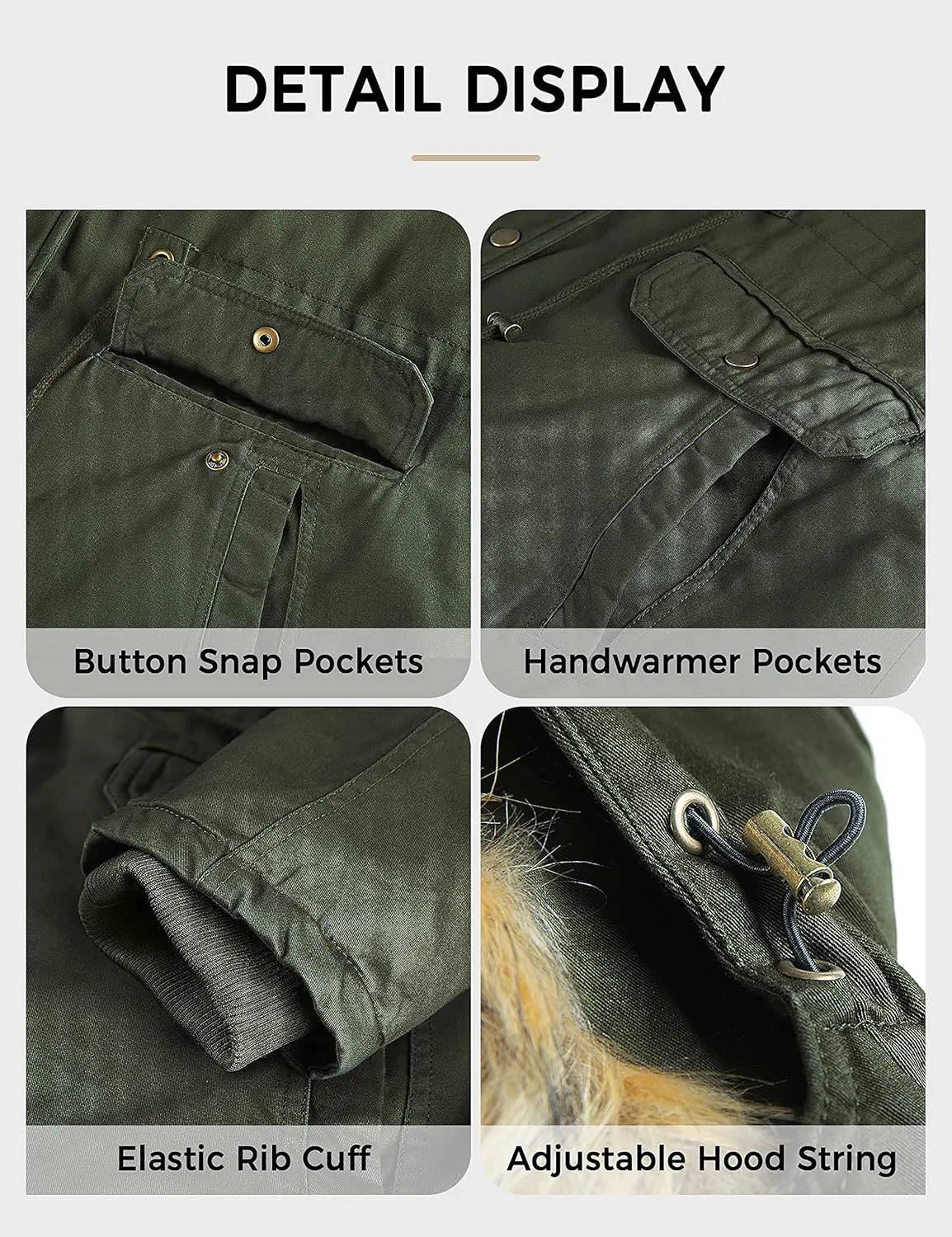 Soularge Women's Winter Plus Size Sherpa Lined Coats with Detachable Hood