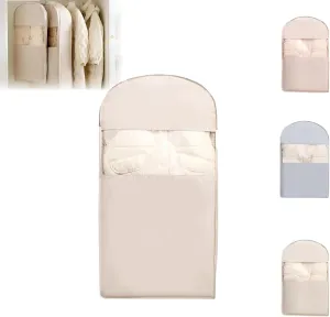 Space Saving Hanging Garment Bag with Self Compression Zipper, 2025 New Dust Cover, Space Saver Closet Organizers, Dust Cover Clothes Bags for Down Coat (Beige,Medium)