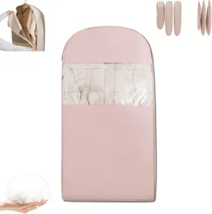 Space Saving Hanging Garment Bag with Self Compression Zipper, Ultra Space Coat Storage Bag Hanging for Moving or Storaging Clothes, Dust Cover Clothes Bags Travel Organizer(Pink,Large)