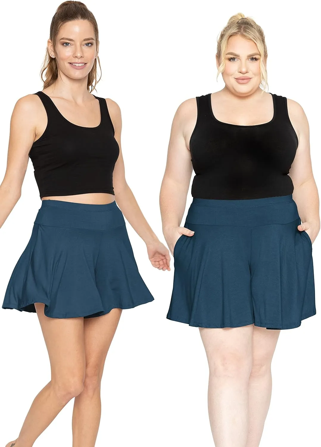 STRETCH IS COMFORT Womens and Plus Size Flowy Wide Leg Shorts with Pockets | S-5X