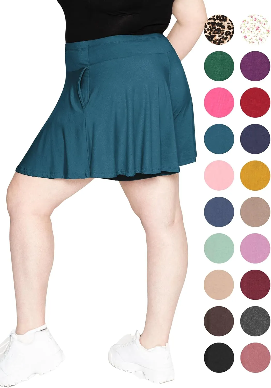 STRETCH IS COMFORT Womens and Plus Size Flowy Wide Leg Shorts with Pockets | S-5X