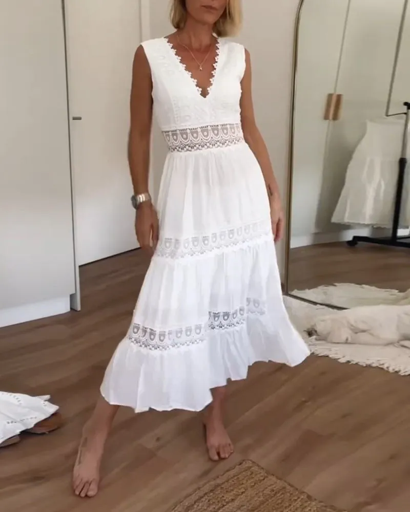 Sylis | Elegant V-Neck Midi Dress