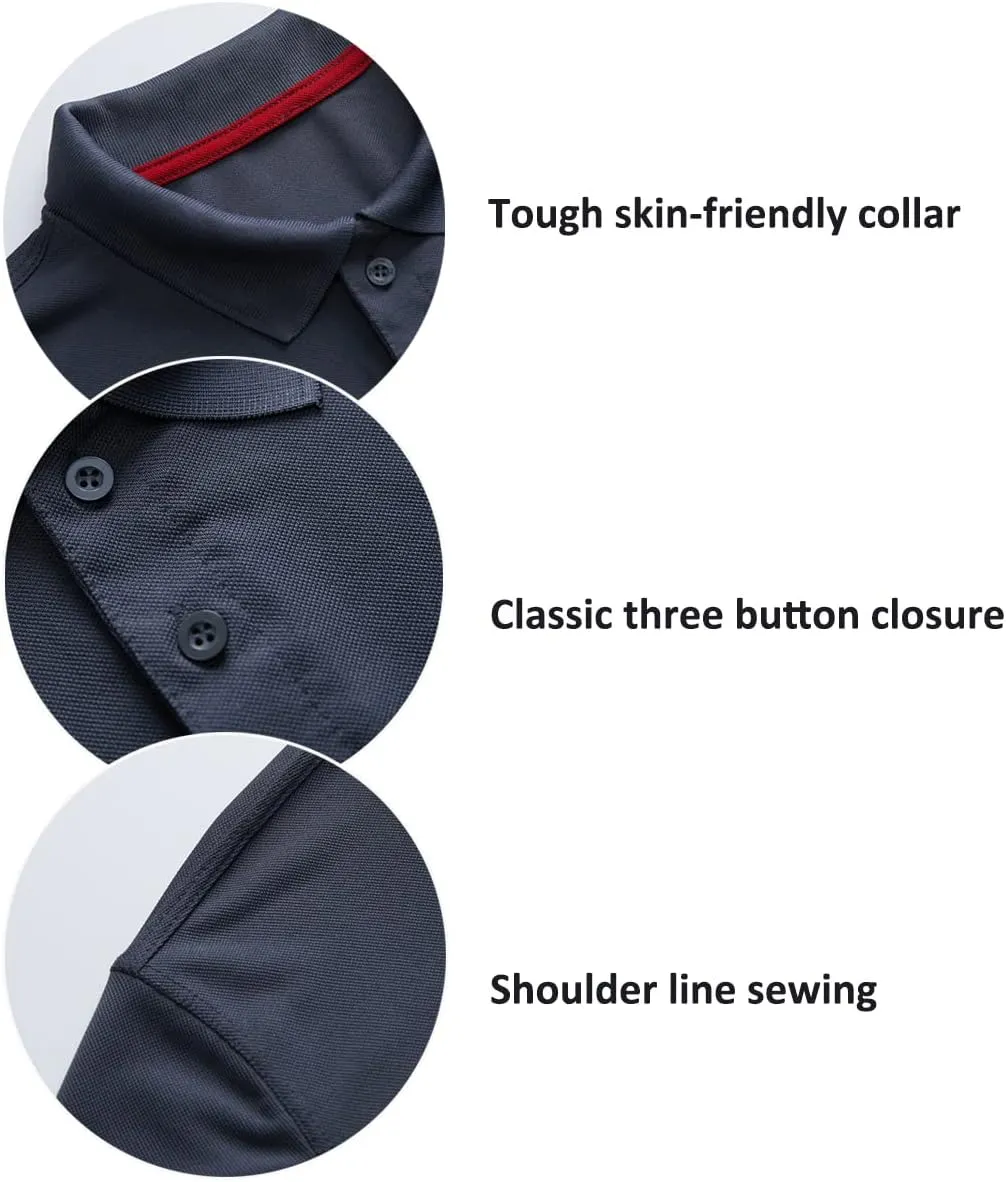 TanBridge Mens Polo T-Shirts Short Sleeve Button Down Quick Dry Lightweight Regular Fit Golf Casual Tactical Work Active