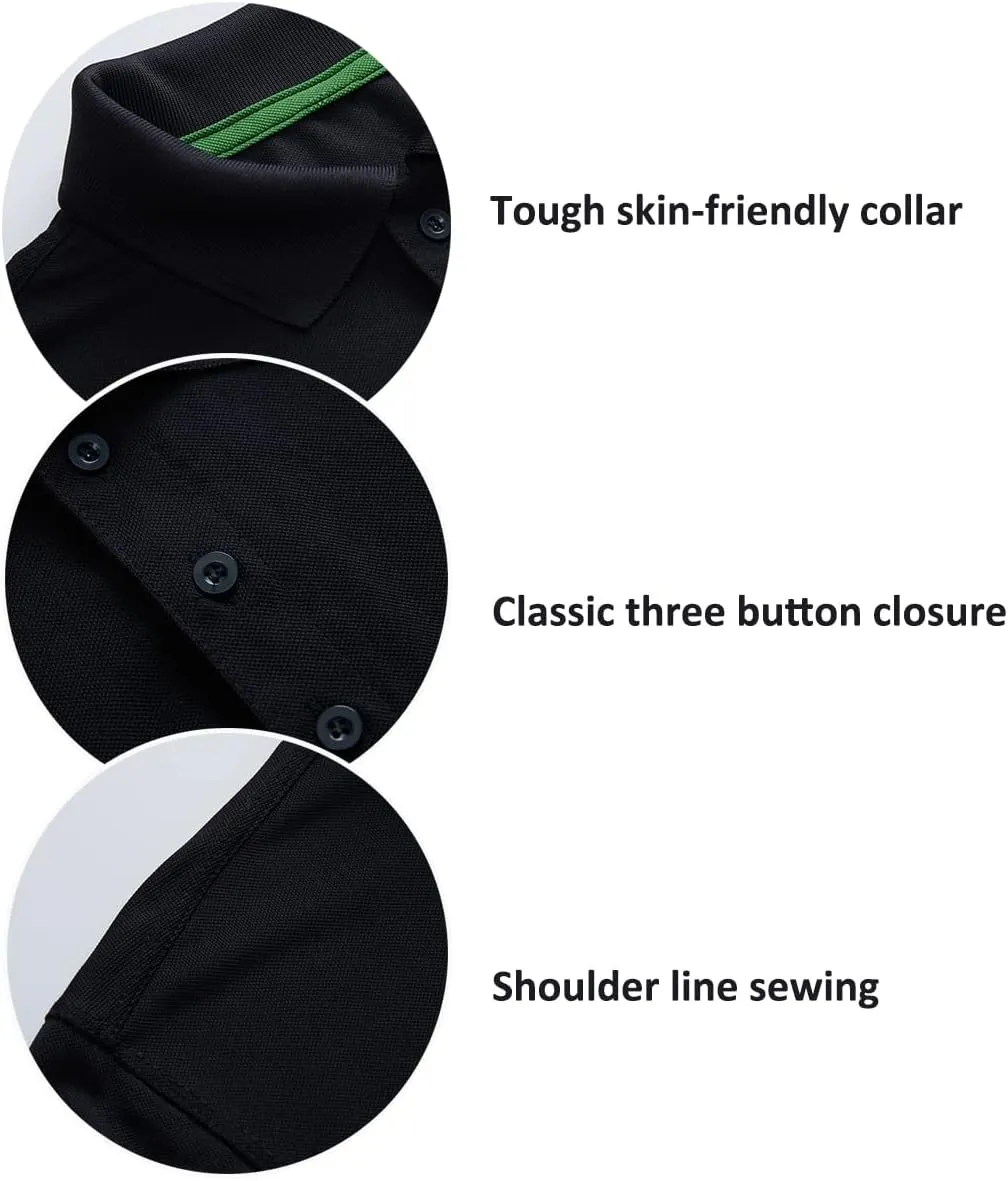 TanBridge Mens Polo T-Shirts Short Sleeve Button Down Quick Dry Lightweight Regular Fit Golf Casual Tactical Work Active