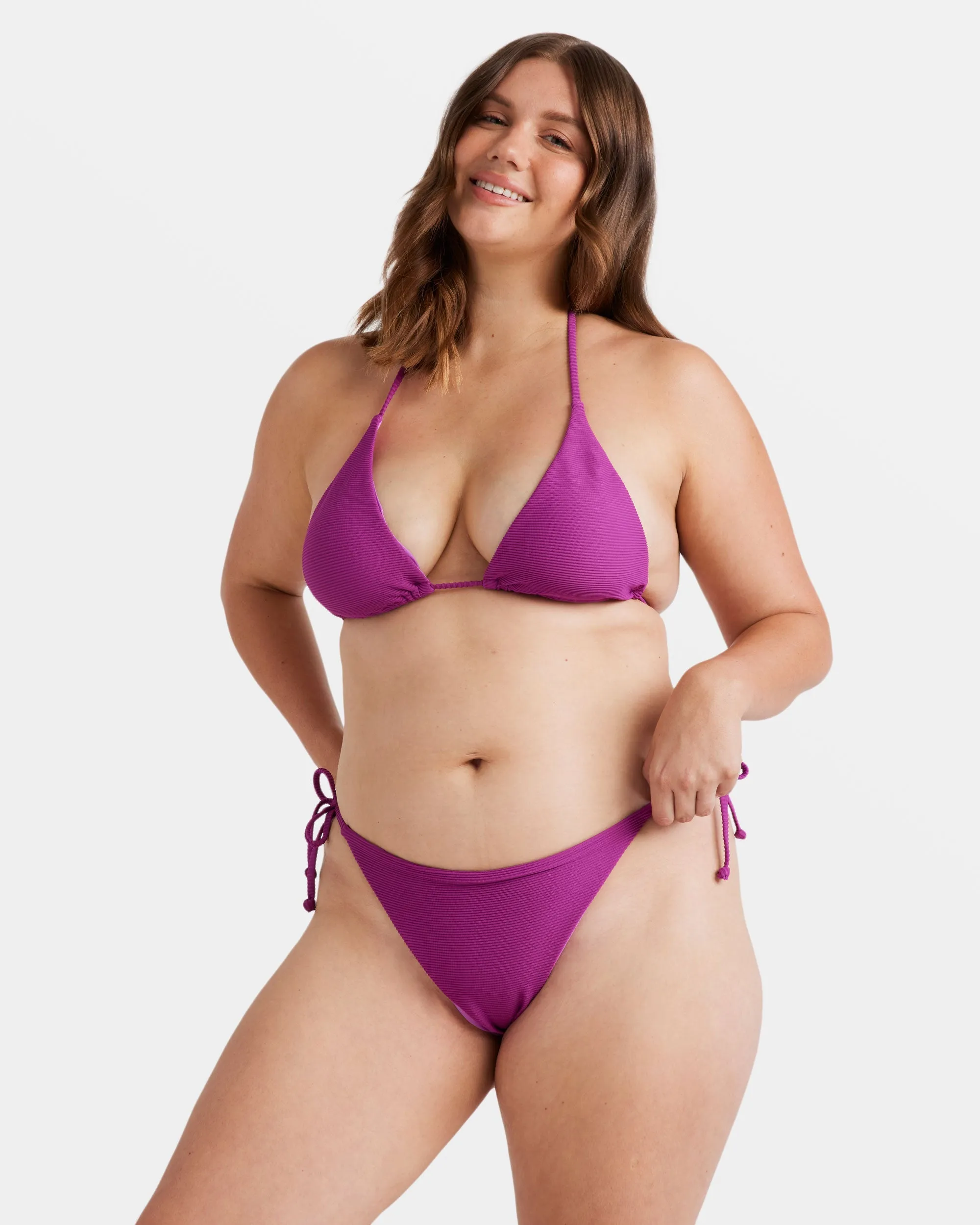 Tanlines Tie Side Tanga Bikini Bottoms - Berry Bliss