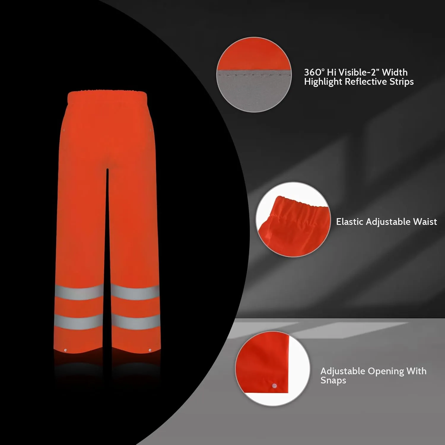 TCCFCCT Hi Vis Rain Pants Rain Suits for Men Waterproof, High Vis Rain Pants with Hood, High Visibility Rain Gear for Safety Work, Class 3 Reflective raincoat for Outdoors, L-XL Orange P