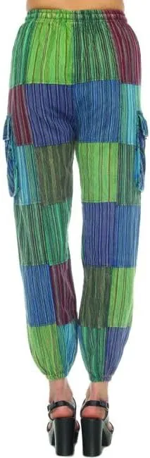 THE COLLECTION ROYAL Unisex Hippie Patchwork Bohemian Casual Rave Festival Harem Drawstring Boho Trouser Jogger Pants