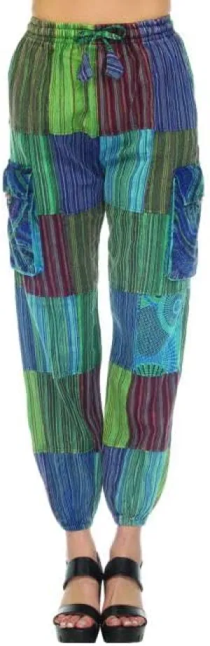 THE COLLECTION ROYAL Unisex Hippie Patchwork Bohemian Casual Rave Festival Harem Drawstring Boho Trouser Jogger Pants