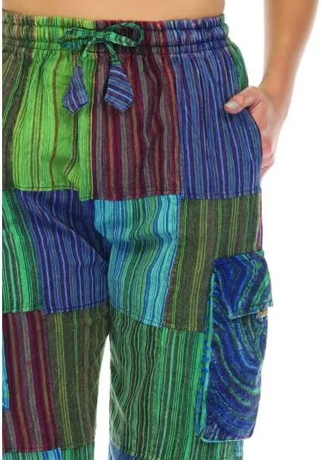 THE COLLECTION ROYAL Unisex Hippie Patchwork Bohemian Casual Rave Festival Harem Drawstring Boho Trouser Jogger Pants