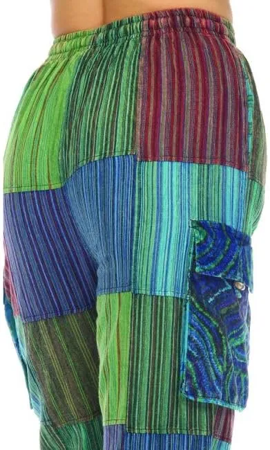 THE COLLECTION ROYAL Unisex Hippie Patchwork Bohemian Casual Rave Festival Harem Drawstring Boho Trouser Jogger Pants
