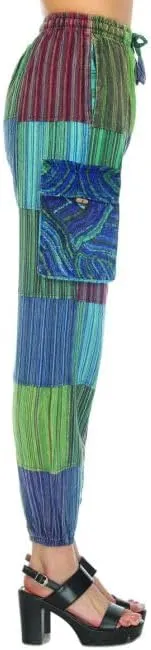 THE COLLECTION ROYAL Unisex Hippie Patchwork Bohemian Casual Rave Festival Harem Drawstring Boho Trouser Jogger Pants