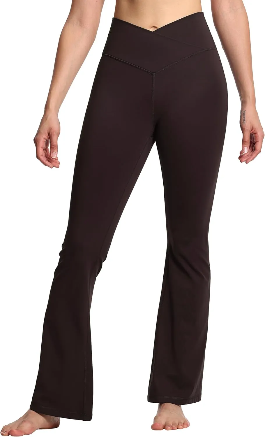 THE GYM PEOPLE Women's Crossover High Waist Flare Workout Leggings Bootcut Bell Bottom Yoga Pants with Tummy Control