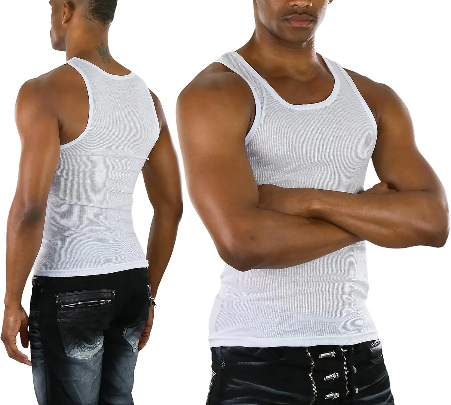 ToBeInStyle Men's Slim Fit Shallow Scoop Neck Sleeveless A-Shirts