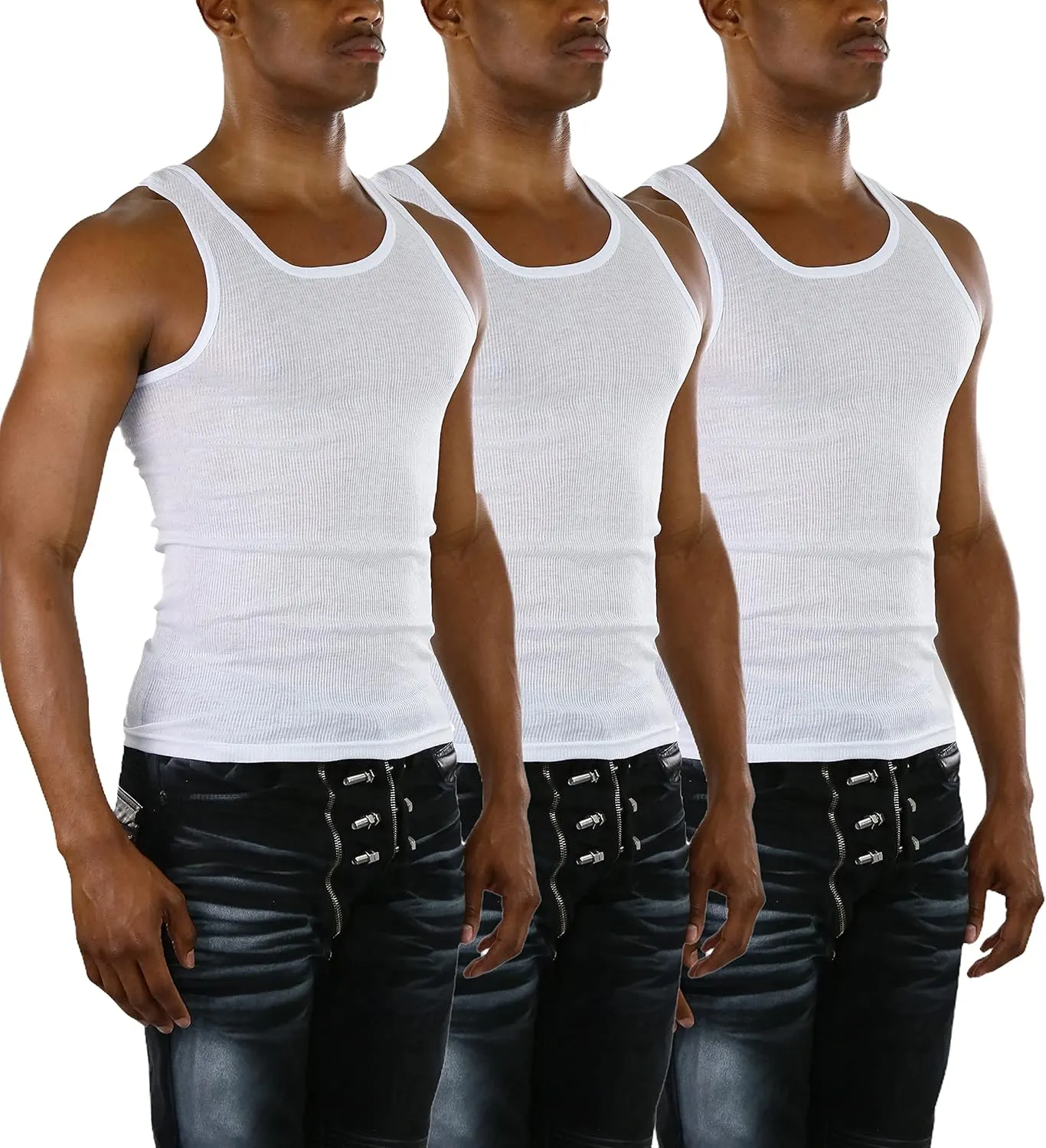 ToBeInStyle Men's Slim Fit Shallow Scoop Neck Sleeveless A-Shirts