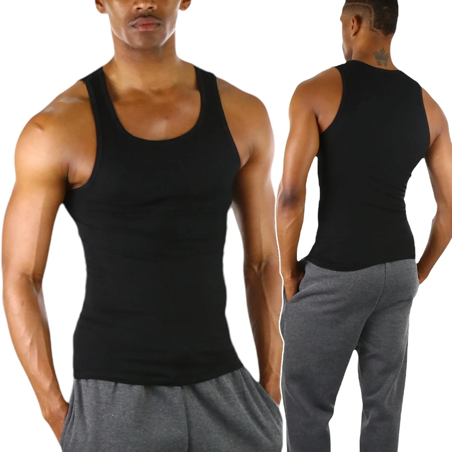 ToBeInStyle Men's Slim Fit Shallow Scoop Neck Sleeveless A-Shirts