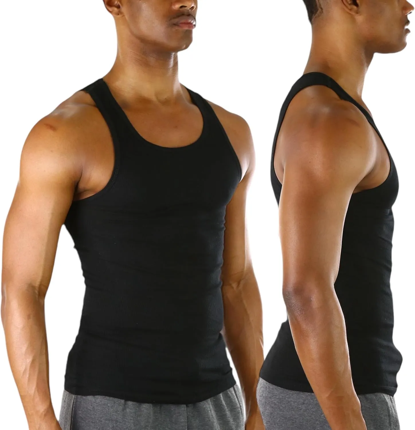 ToBeInStyle Men's Slim Fit Shallow Scoop Neck Sleeveless A-Shirts