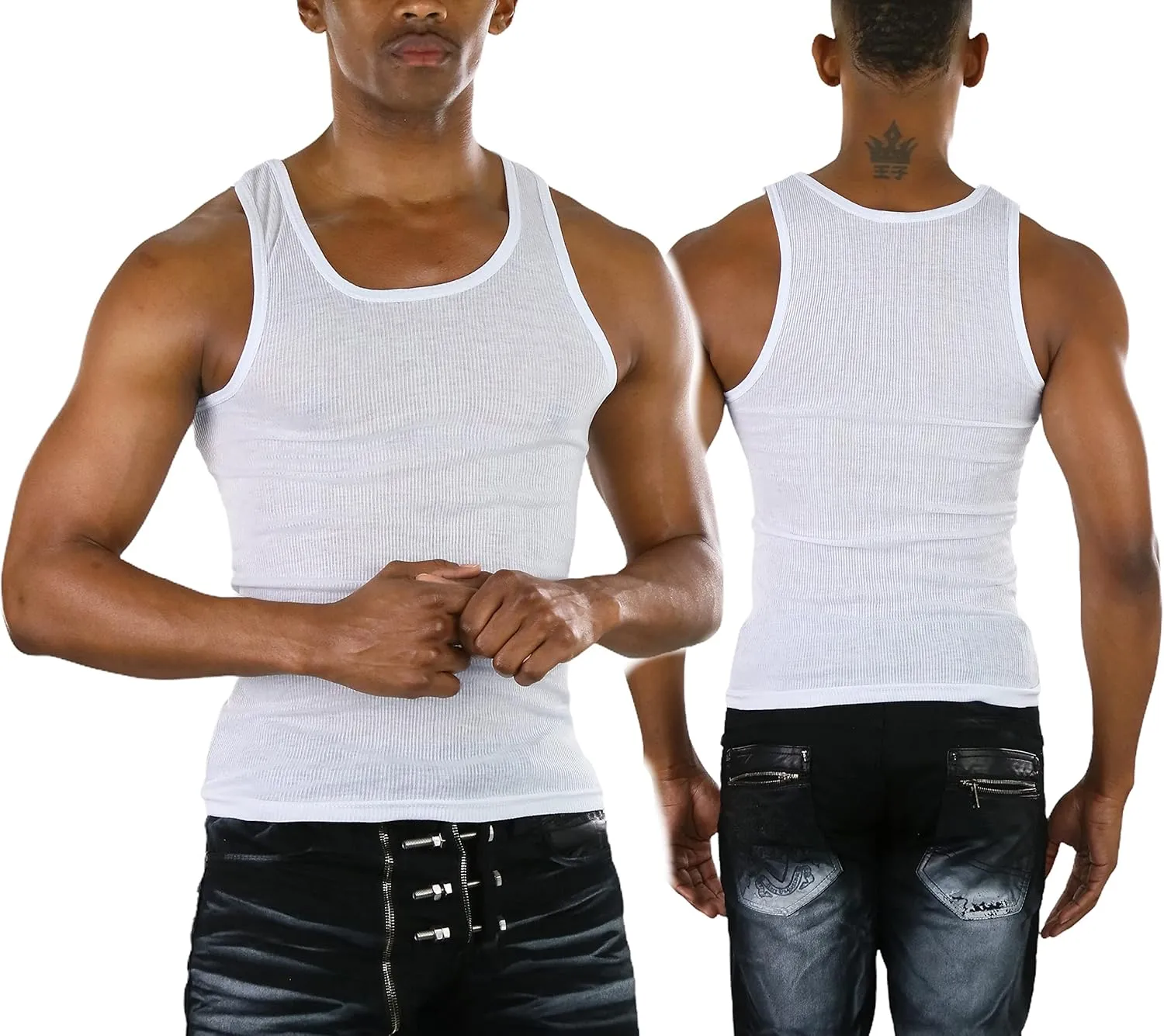 ToBeInStyle Men's Slim Fit Shallow Scoop Neck Sleeveless A-Shirts