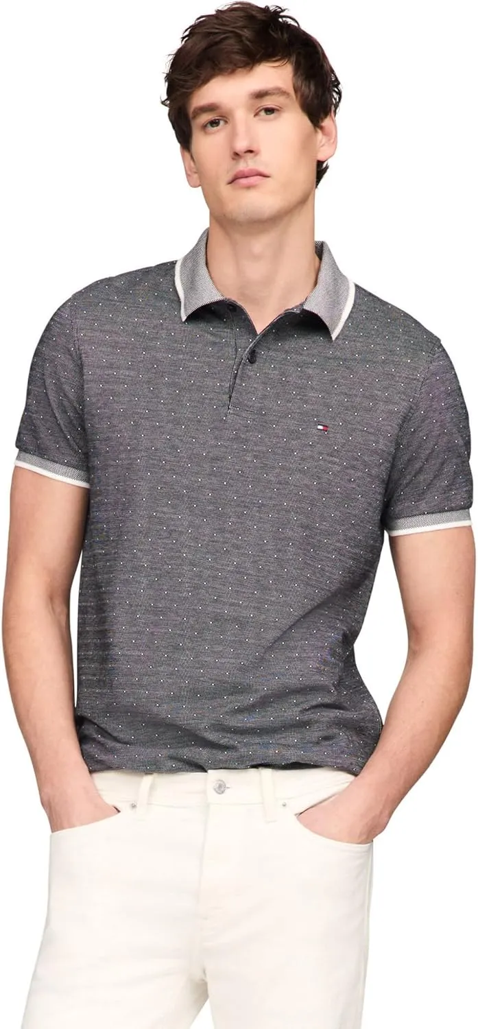 Tommy Hilfiger Men's Short Sleeve Casual Polo Shirts in Regular Fit with Interlocked Cotton