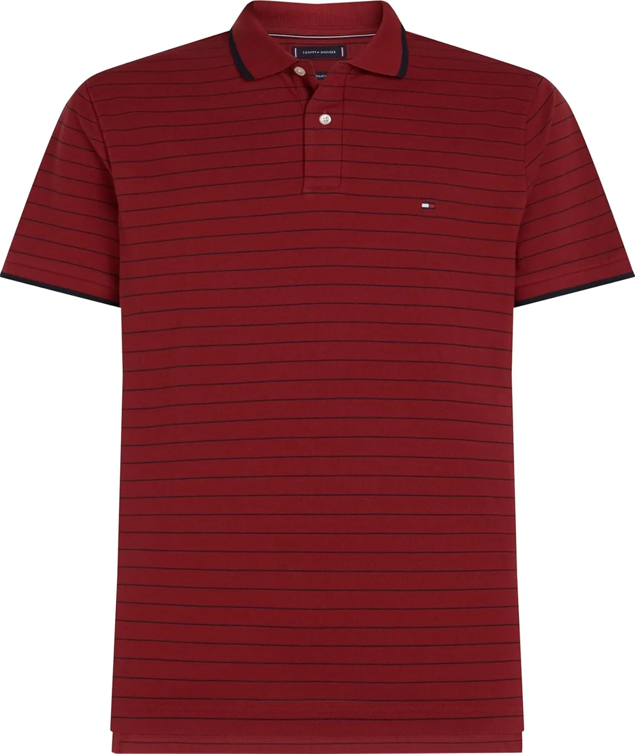 Tommy Hilfiger Men's Short Sleeve Casual Polo Shirts in Regular Fit with Stripe Designs
