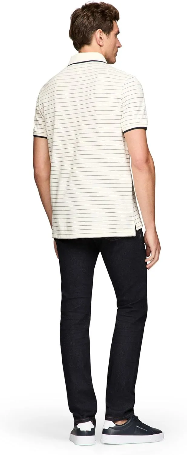 Tommy Hilfiger Men's Short Sleeve Casual Polo Shirts in Regular Fit with Stripe Designs