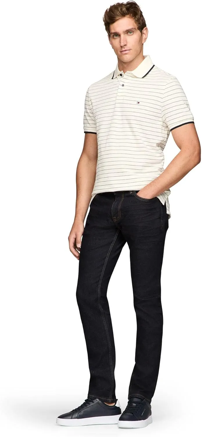 Tommy Hilfiger Men's Short Sleeve Casual Polo Shirts in Regular Fit with Stripe Designs
