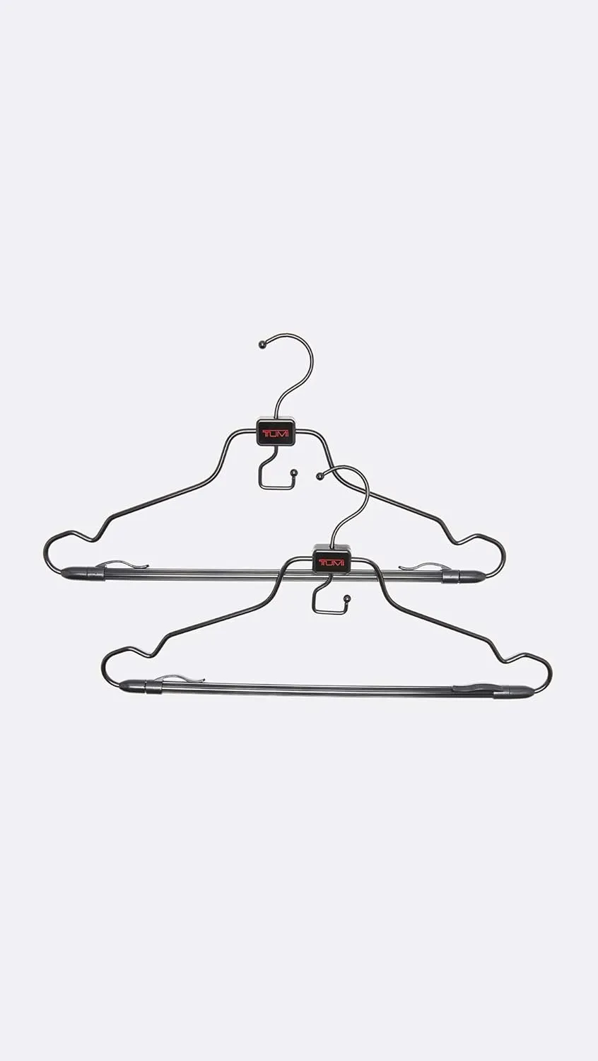 TUMI - 2-Piece Hangers Set - Travel Clothes Hanger for Suit, Coat & Trousers - Space Saving Garment Bag Hangers w/ Hooks - Black