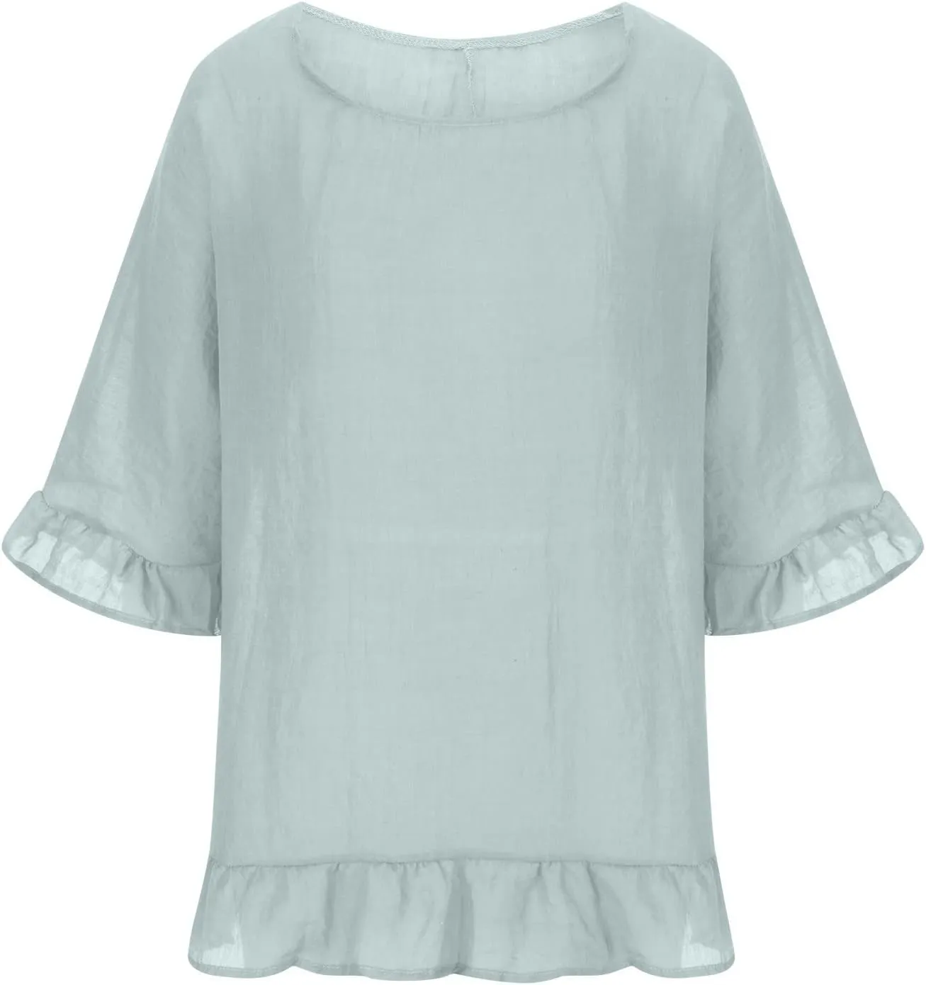 Tunic Dresses for Women 2024 Flowy Plus Size 3/4 Ruffle Sleeve Dress Oversized Lightweight Outdoor Bodycon Mini Dress