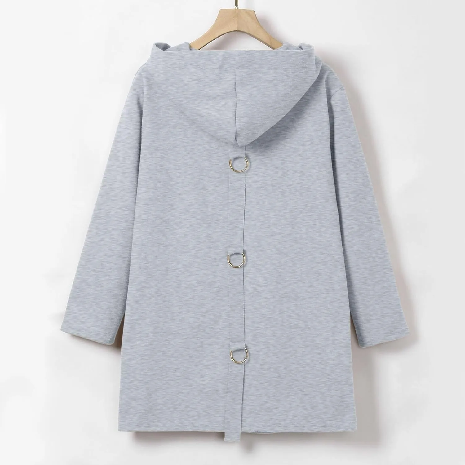 uhnmki Womens Jackets Casual Single Breasted Hooded Jacket Lapel Neck Long Sleeve Solid Color Trench Coat for Women 2024