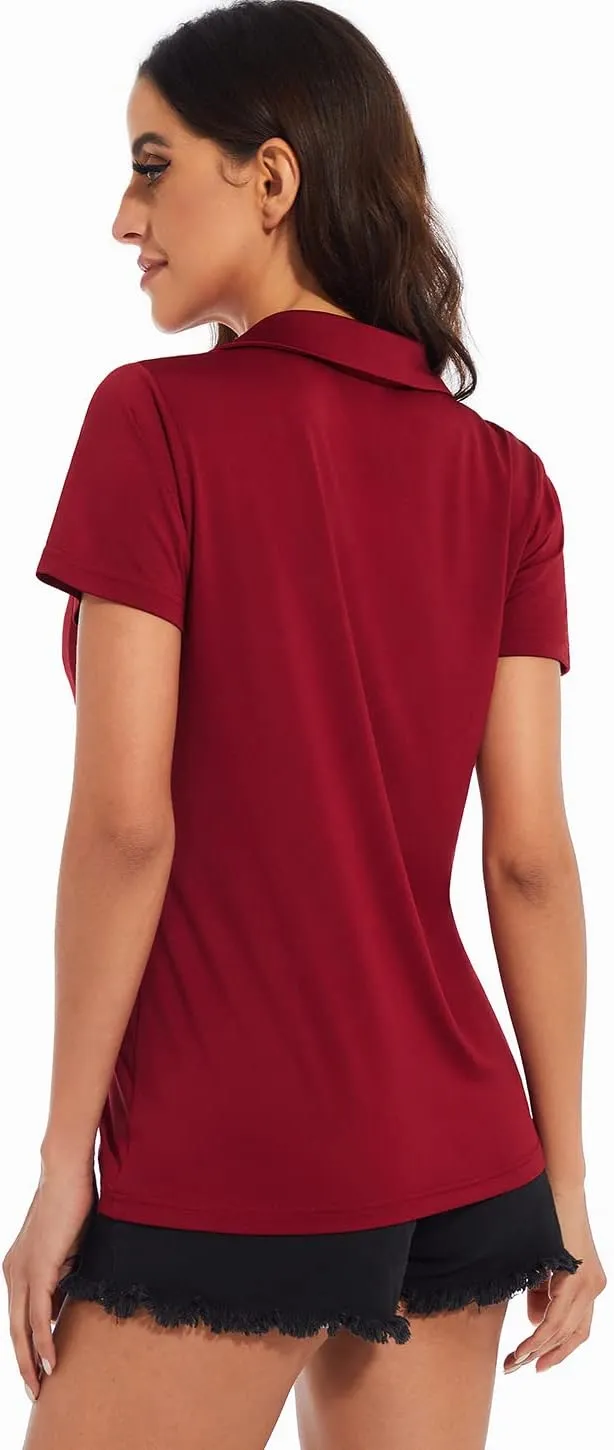 Ullnoy Women's Dry-fit Golf Polo Shirts Short Sleeve Shirts for Women V Neck Moisture Wicking Sports Tops Collar 1-3 Pack