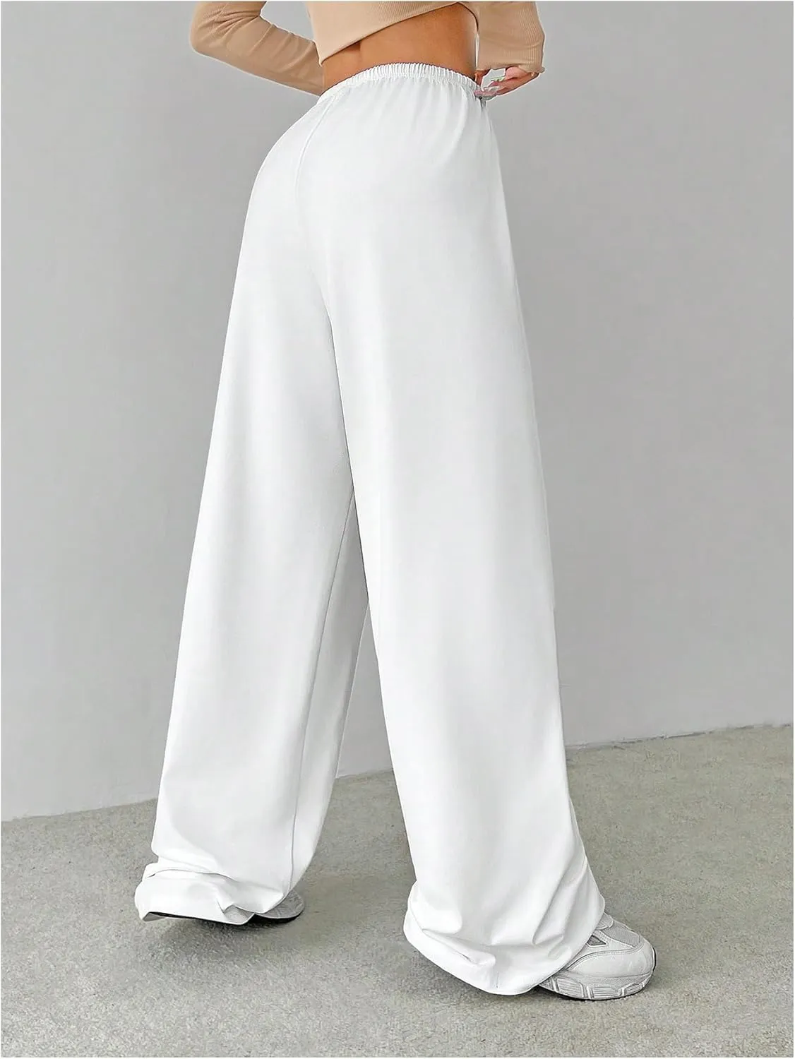 Verdusa Women's Loose Wide Leg Sweatpants Elastic Drawstring Waist Casual Long Pants