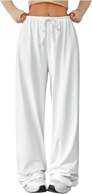 Verdusa Women's Loose Wide Leg Sweatpants Elastic Drawstring Waist Casual Long Pants