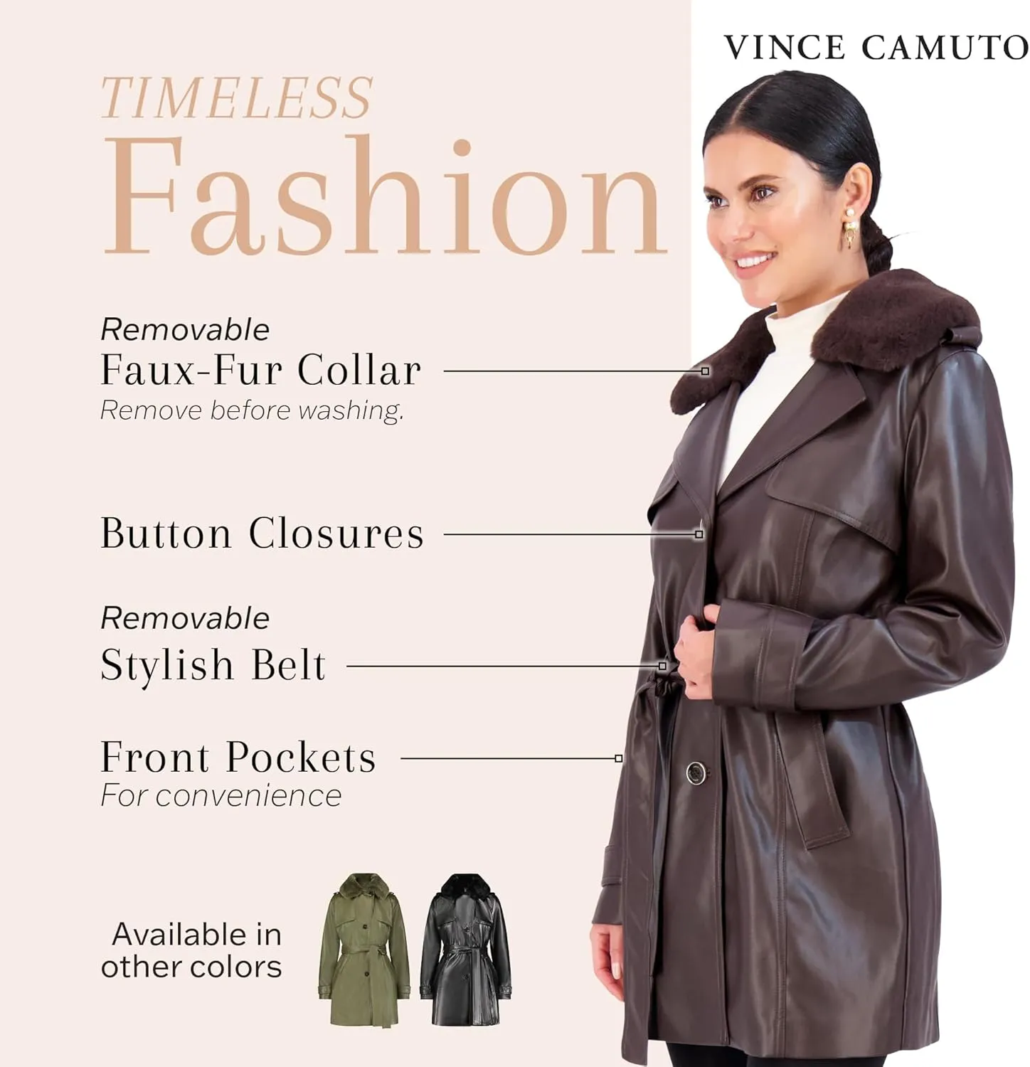 Vince Camuto Faux Leather Jackets for Women WinterLeather Trench Coats for Women