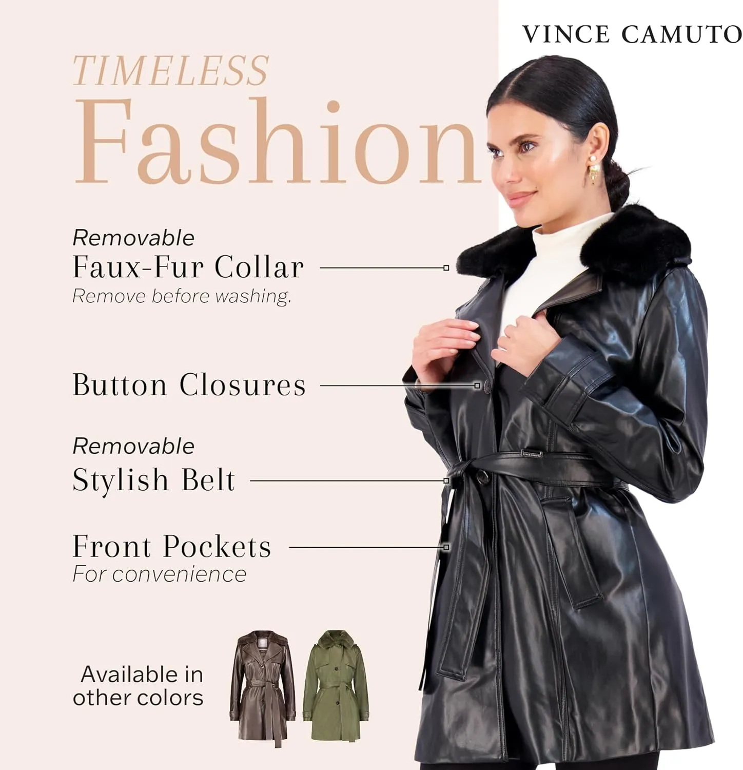 Vince Camuto Faux Leather Jackets for Women WinterLeather Trench Coats for Women