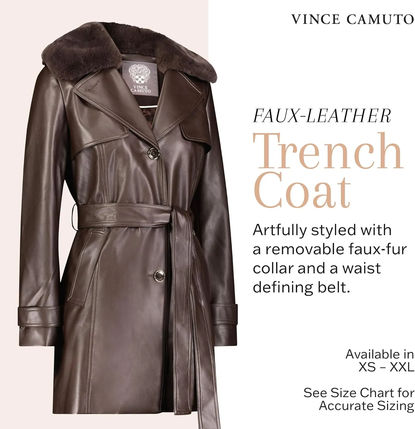 Vince Camuto Faux Leather Jackets for Women WinterLeather Trench Coats for Women