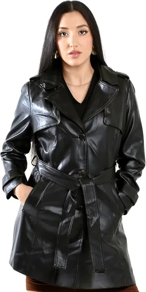Vince Camuto Faux Leather Jackets for Women WinterLeather Trench Coats for Women