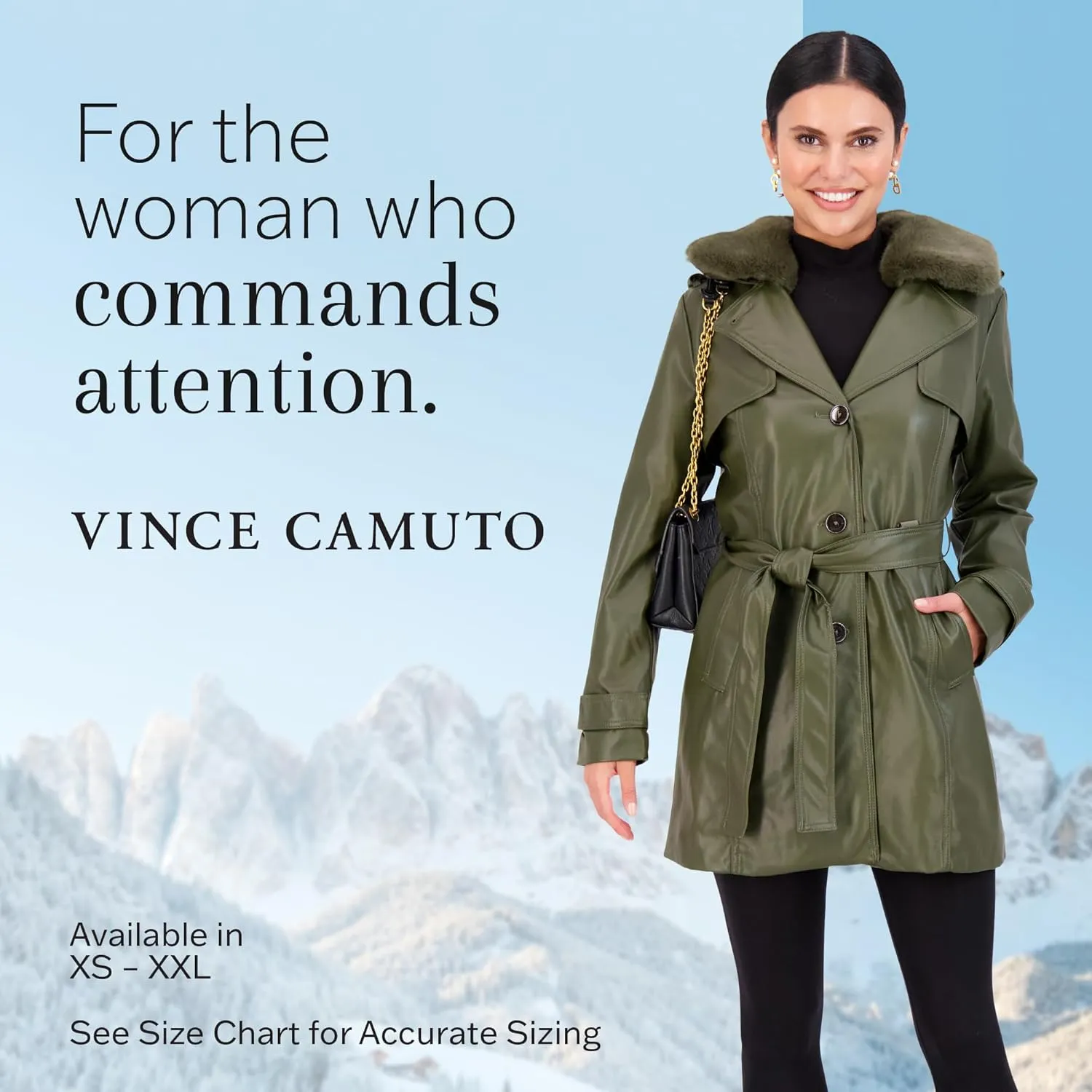 Vince Camuto Faux Leather Jackets for Women WinterLeather Trench Coats for Women