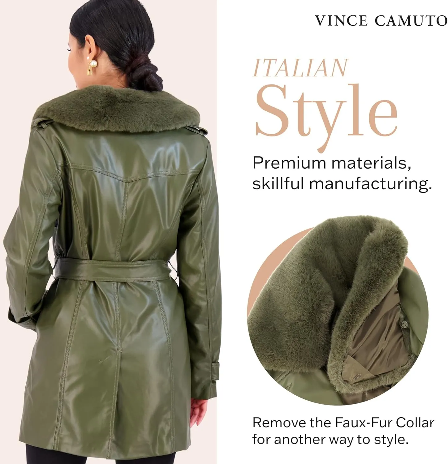 Vince Camuto Faux Leather Jackets for Women WinterLeather Trench Coats for Women