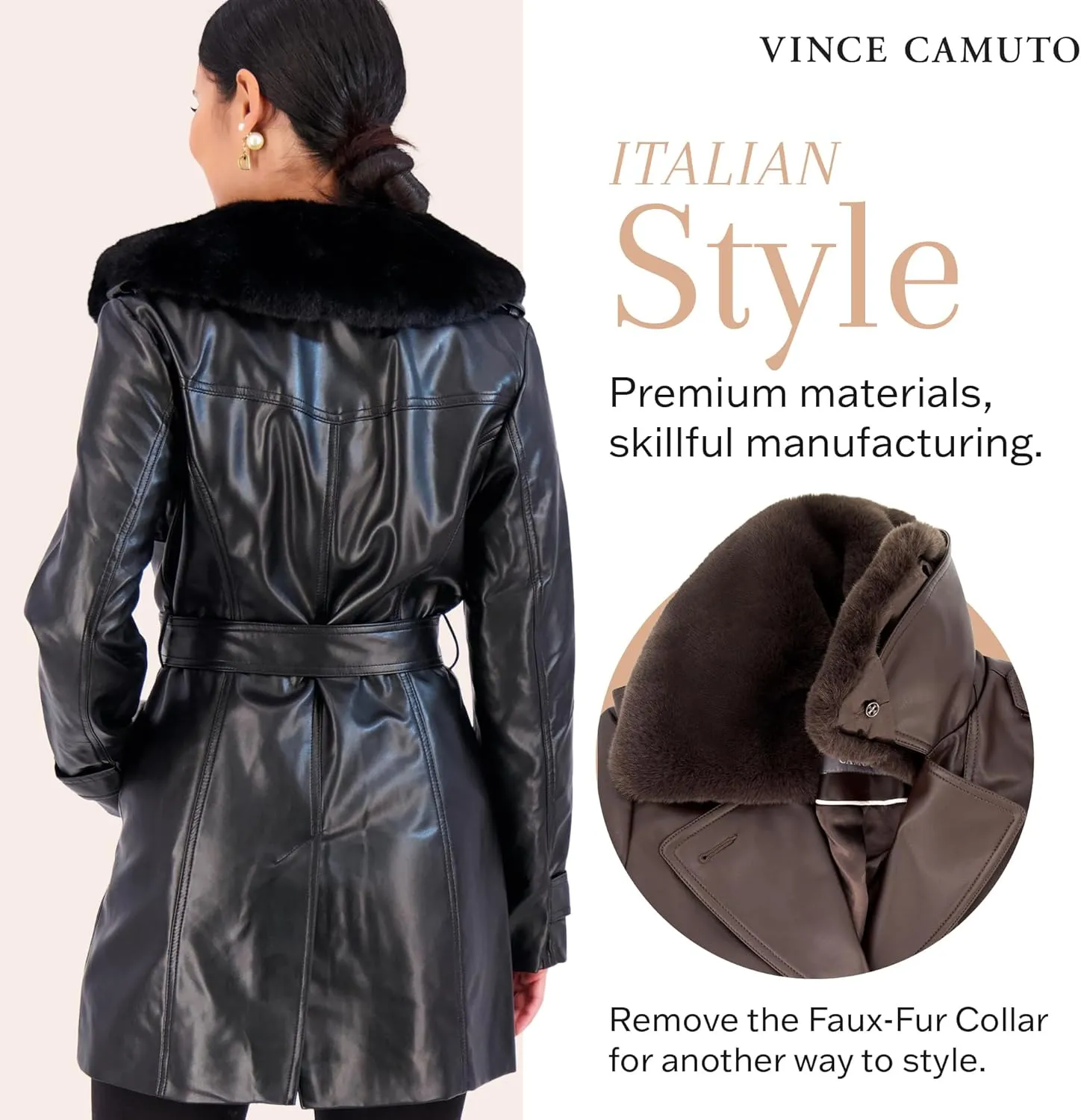 Vince Camuto Faux Leather Jackets for Women WinterLeather Trench Coats for Women
