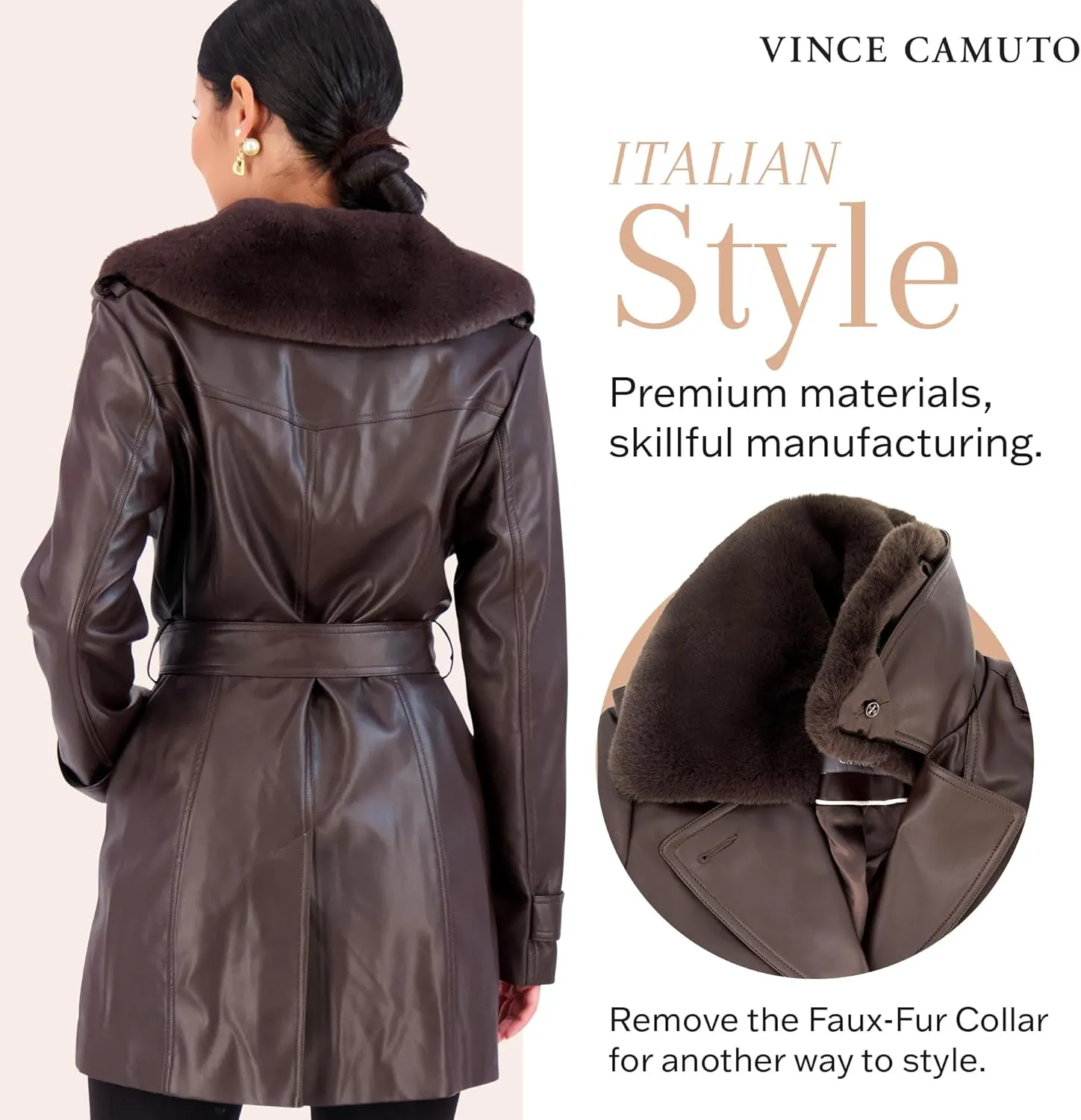 Vince Camuto Faux Leather Jackets for Women WinterLeather Trench Coats for Women
