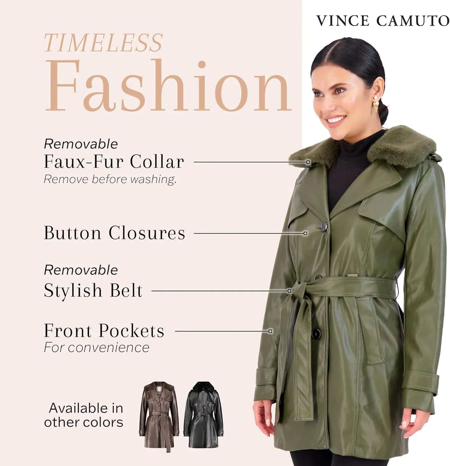 Vince Camuto Faux Leather Jackets for Women WinterLeather Trench Coats for Women
