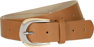VONMELLI Women Leather Belt for Pants Jeans Dresses Ladies Belts with Fashion Gold Silver Buckle
