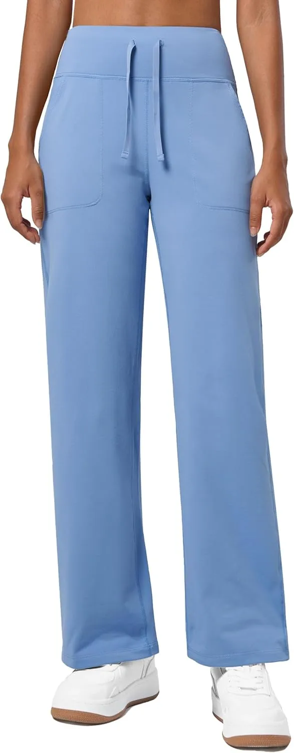 Willit Women's Fleece Lined Wide Leg Thermal Yoga Winter Pants with Pockets High Waist Comyf Casual Lounge Pants