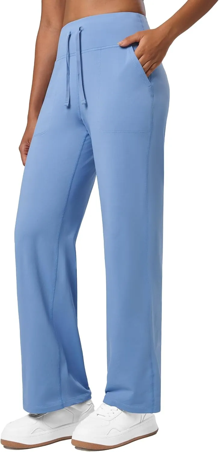 Willit Women's Fleece Lined Wide Leg Thermal Yoga Winter Pants with Pockets High Waist Comyf Casual Lounge Pants