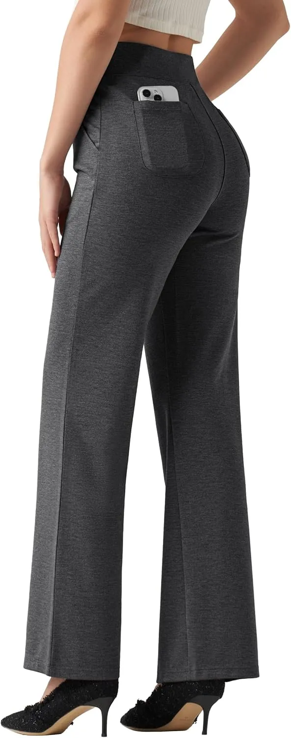 Willit Women's Wide Leg Dress Pants High Waisted Stretch Work Pants Office Business Casual Slacks Pockets Petite/Regular/Tall