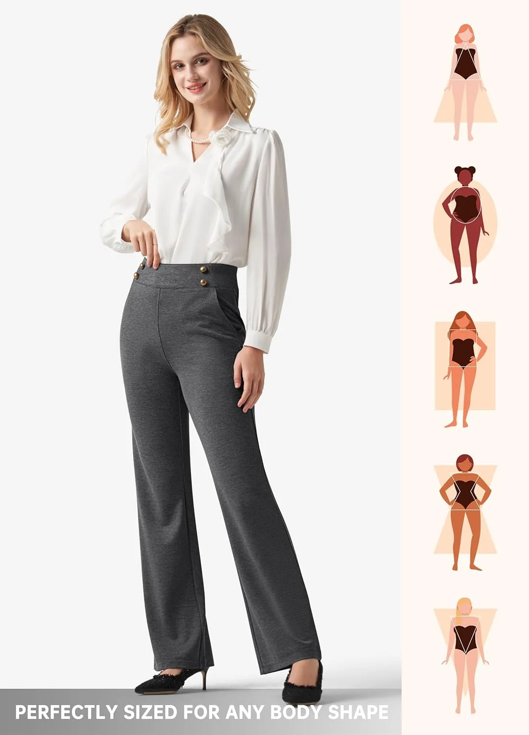 Willit Women's Wide Leg Dress Pants High Waisted Stretch Work Pants Office Business Casual Slacks Pockets Petite/Regular/Tall